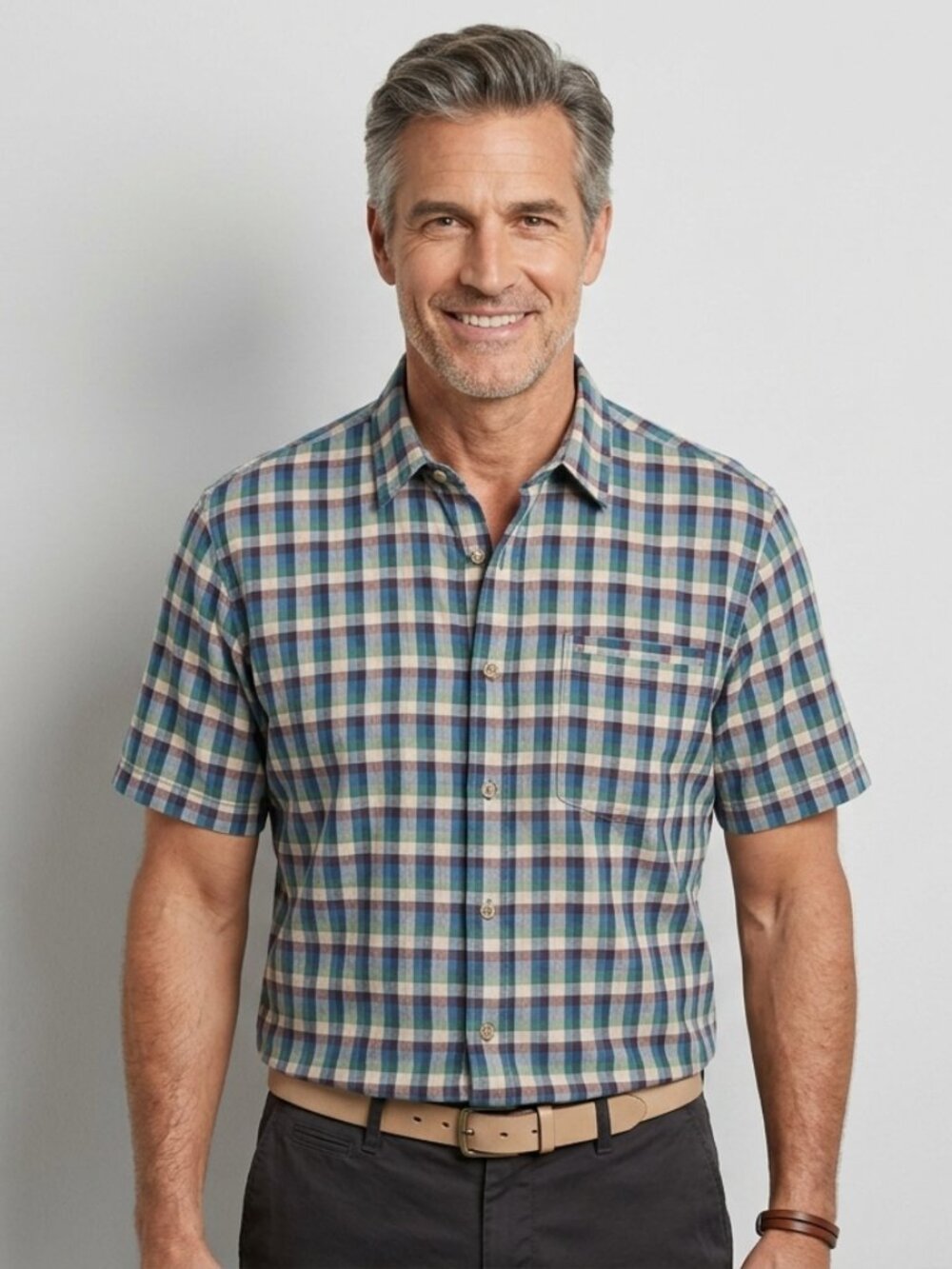 Carbon2Cobalt Camp Shirt Plaid Short Sleeve Shirt Size XXL